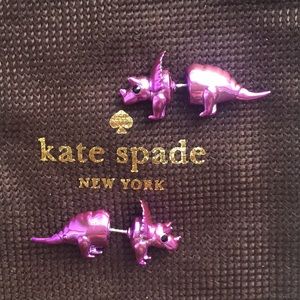 Kate Spade purple triceratops dinosaur earrings